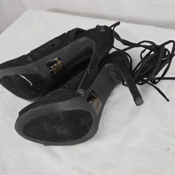 Justfab Rachel Women's Black High 4" Heels Size 7.5 M Calf Lace 30" Stiletto - Picture 4 of 6